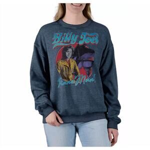 Billy Joel Piano Man Dropped Shoulder Fleece Graphic Sweatshirt Blue Large NWOT